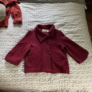 100% lambswool Anthropologie jacket burgundy